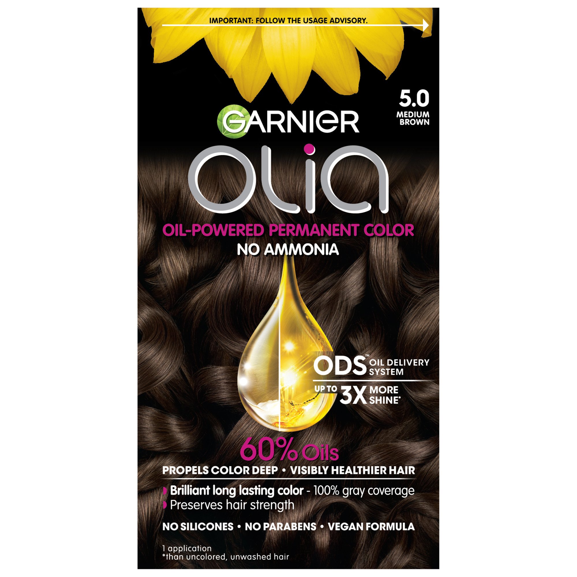 Garnier Olia Oil Powered Ammonia Free Permanent Hair Color  Medium Brown  - Shop Hair Care at H-E-B