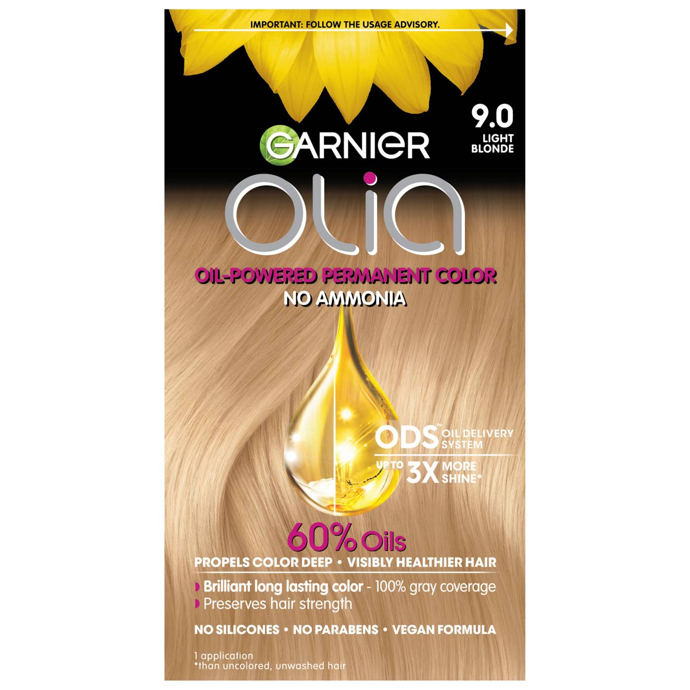Garnier Olia Oil Powered Ammonia Free Permanent Hair Color 9.0 Light Blonde; image 1 of 14