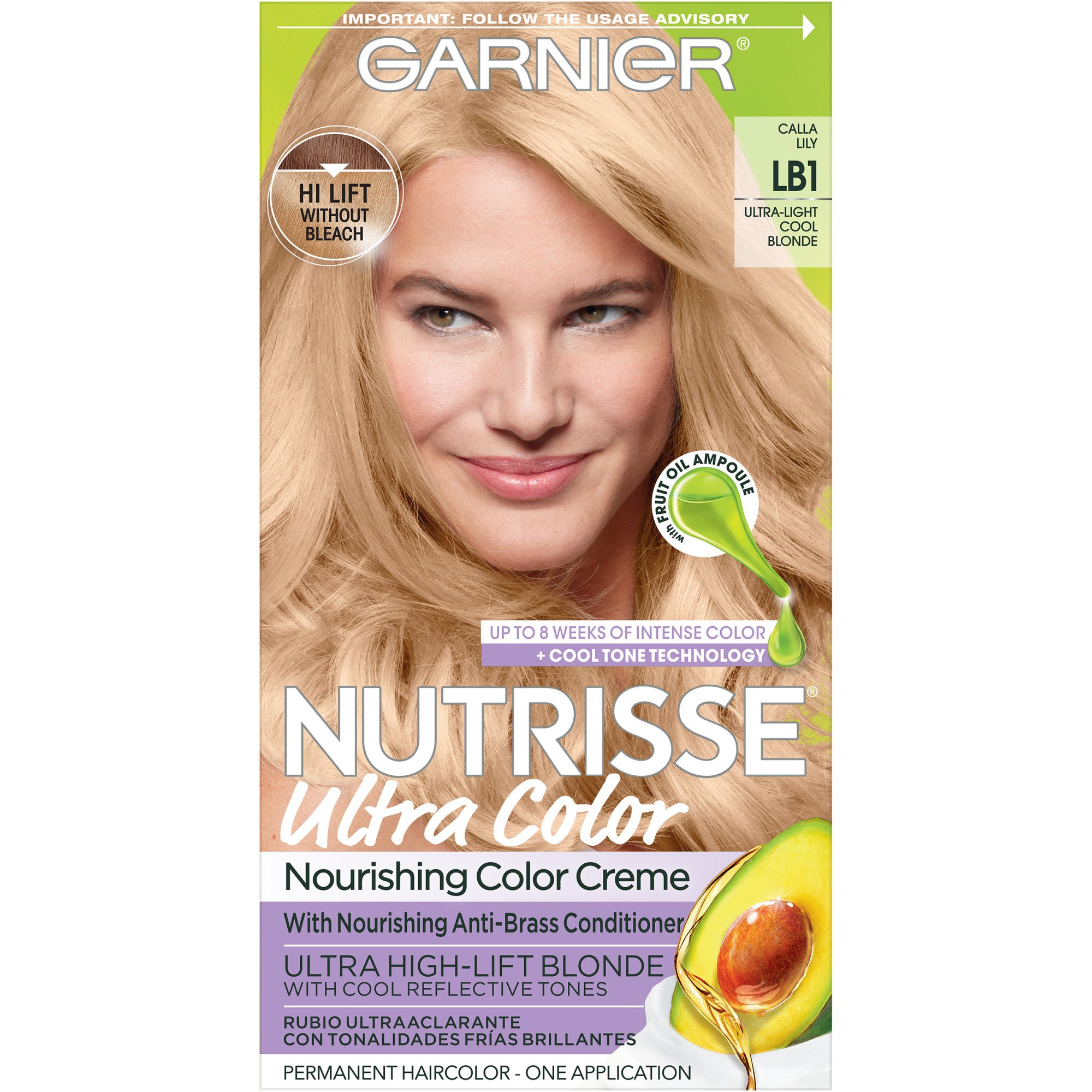 Garnier Nutrisse Ultra Color Nourishing Bold Permanent Hair Color Creme Lb1 Ultra Light Cool 