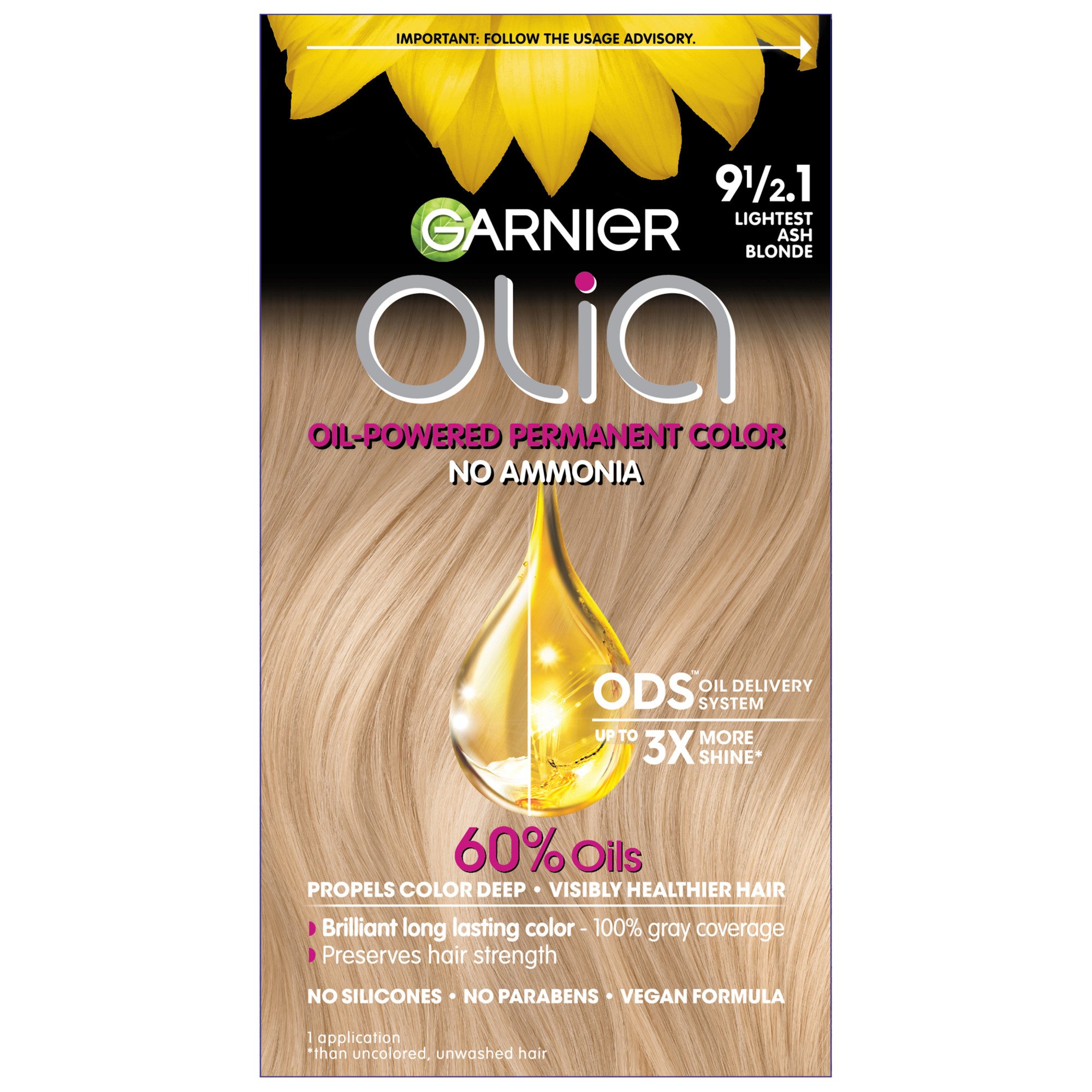 Garnier Olia Oil Powered Permanent Hair Color 9 1 2 1 Lightest Ash