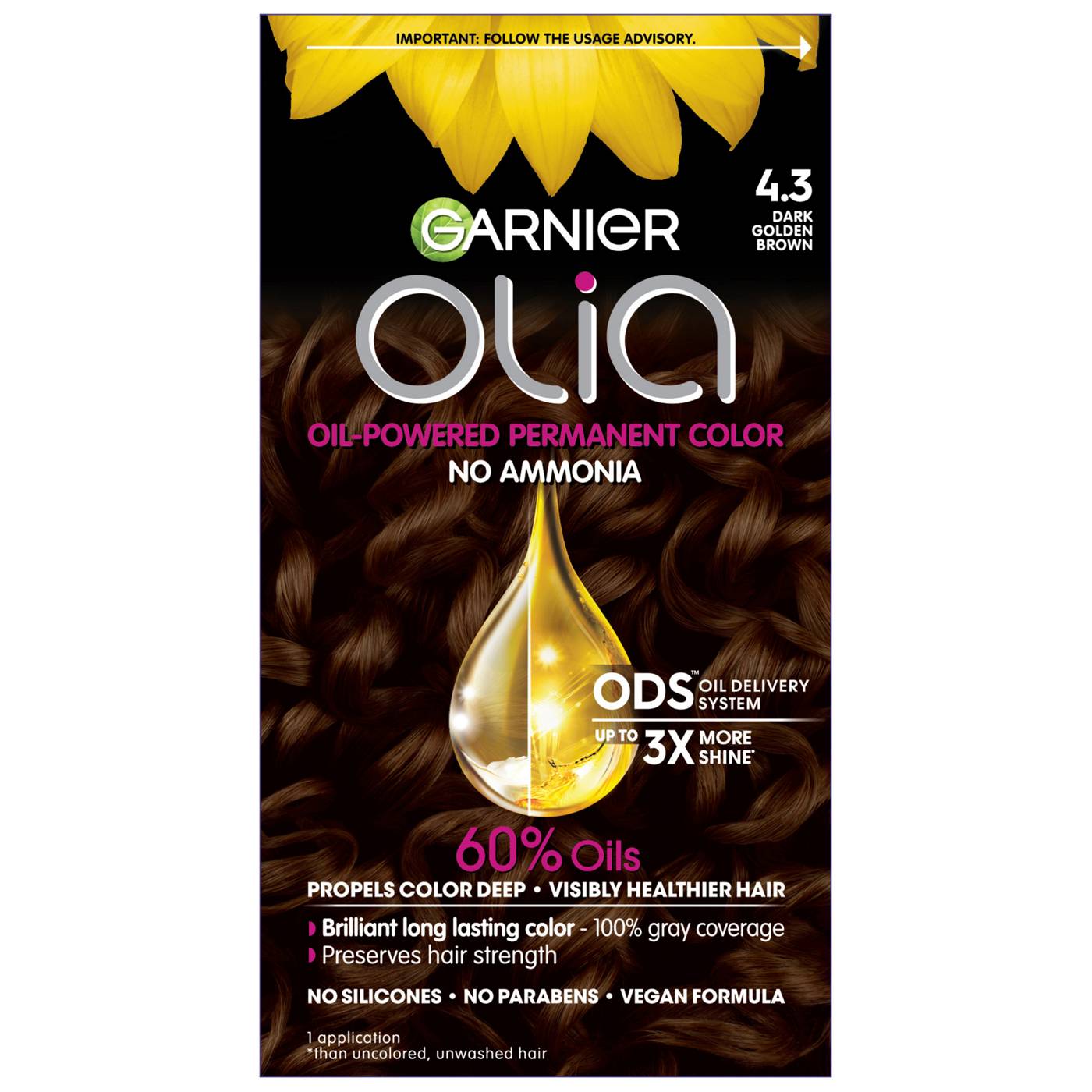 Garnier Olia Oil Powered Ammonia Free Permanent Hair Color 4.3 Dark Golden Blonde; image 1 of 11