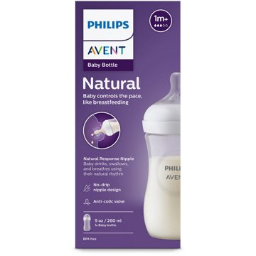Avent Natural 9 oz Feeding Bottle (1+ Months)