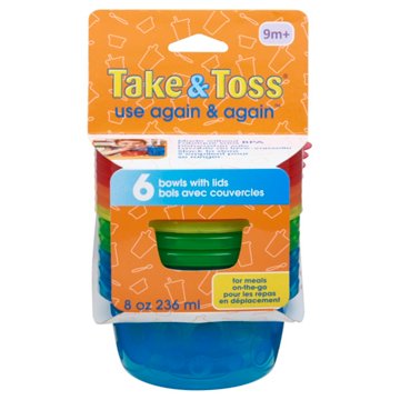 Learning Curve Take & Toss Bowls and Lids 8 oz, 6 pk