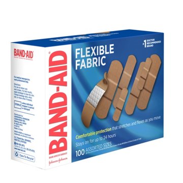 Band-Aid Flexible Fabric Bandages - Assorted Sizes, 100 ct