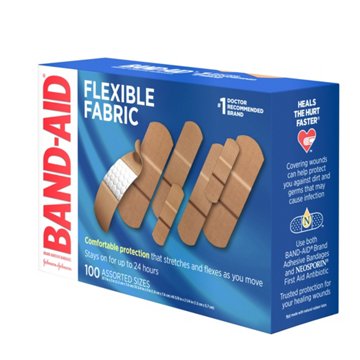 Band-Aid Flexible Fabric Bandages - Assorted Sizes, 100 ct