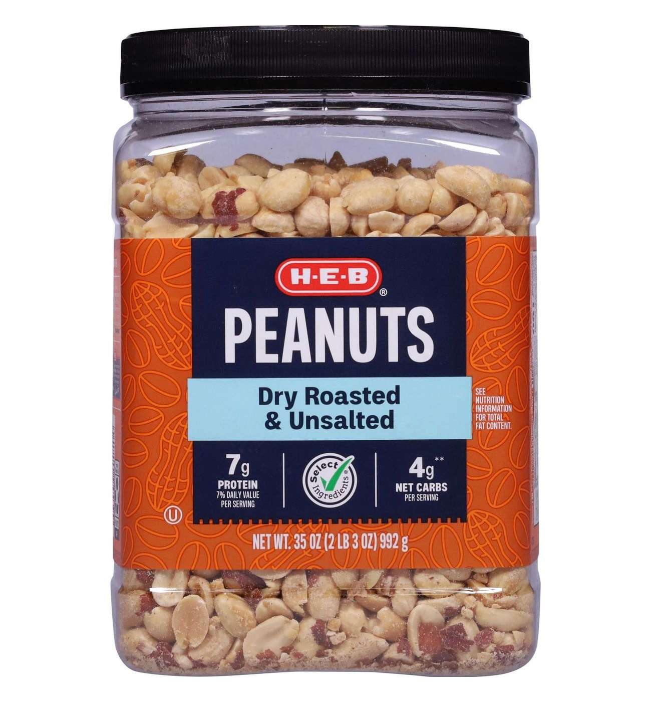 H-E-B Unsalted Dry Roasted Peanuts; image 1 of 9
