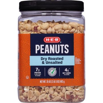 H-E-B Unsalted Dry Roasted Peanuts, 35 oz