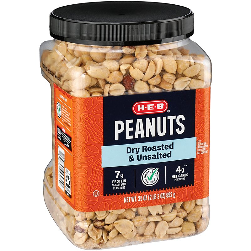 H-E-B Select Ingredients Unsalted Dry Roasted Peanuts - Shop Nuts ...