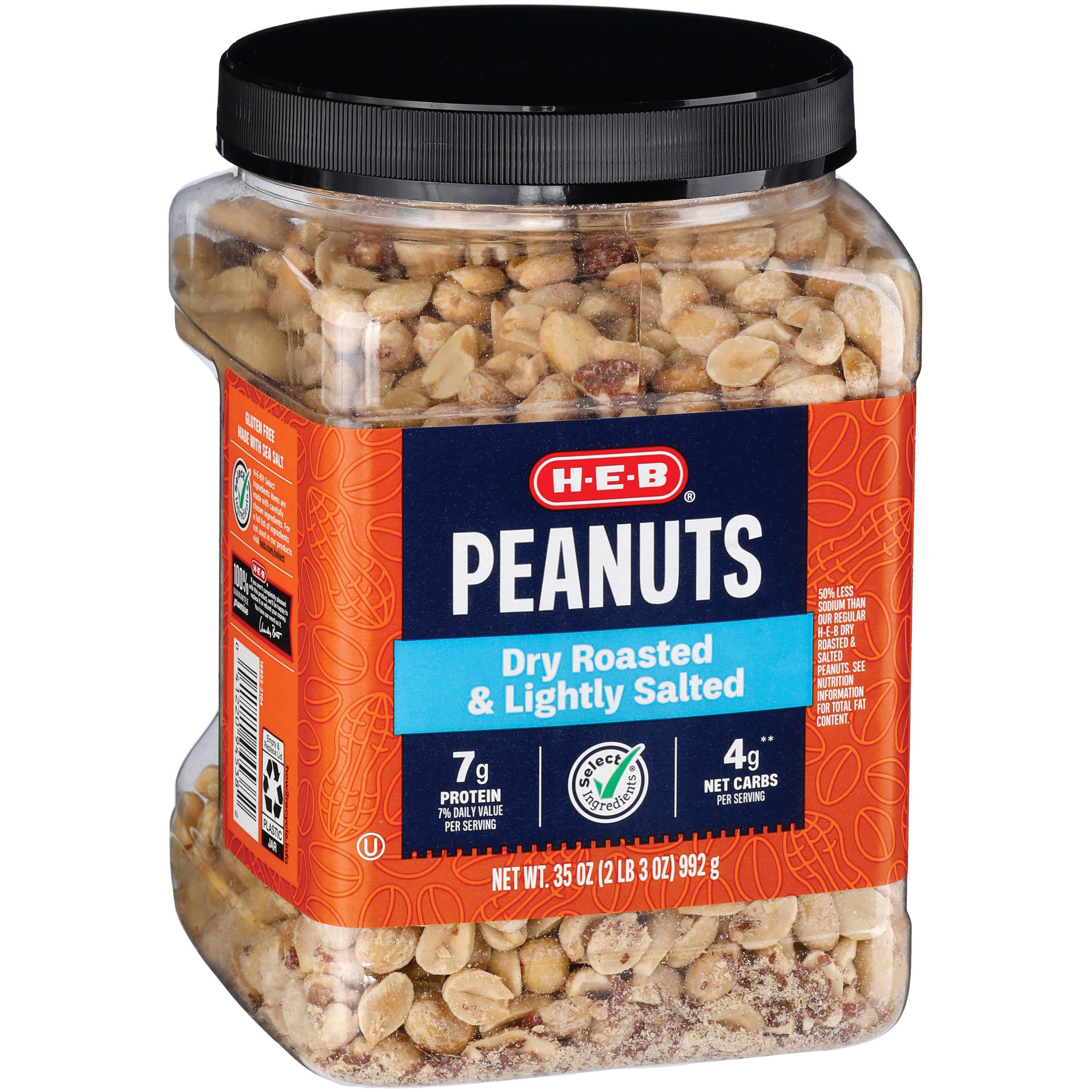 H-E-B Select Ingredients Lightly Salted Dry Roasted Peanuts - Shop Nuts ...