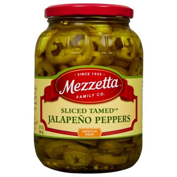 Mezzetta Sliced Tamed Jalapeno Peppers Medium Heat, 32 oz