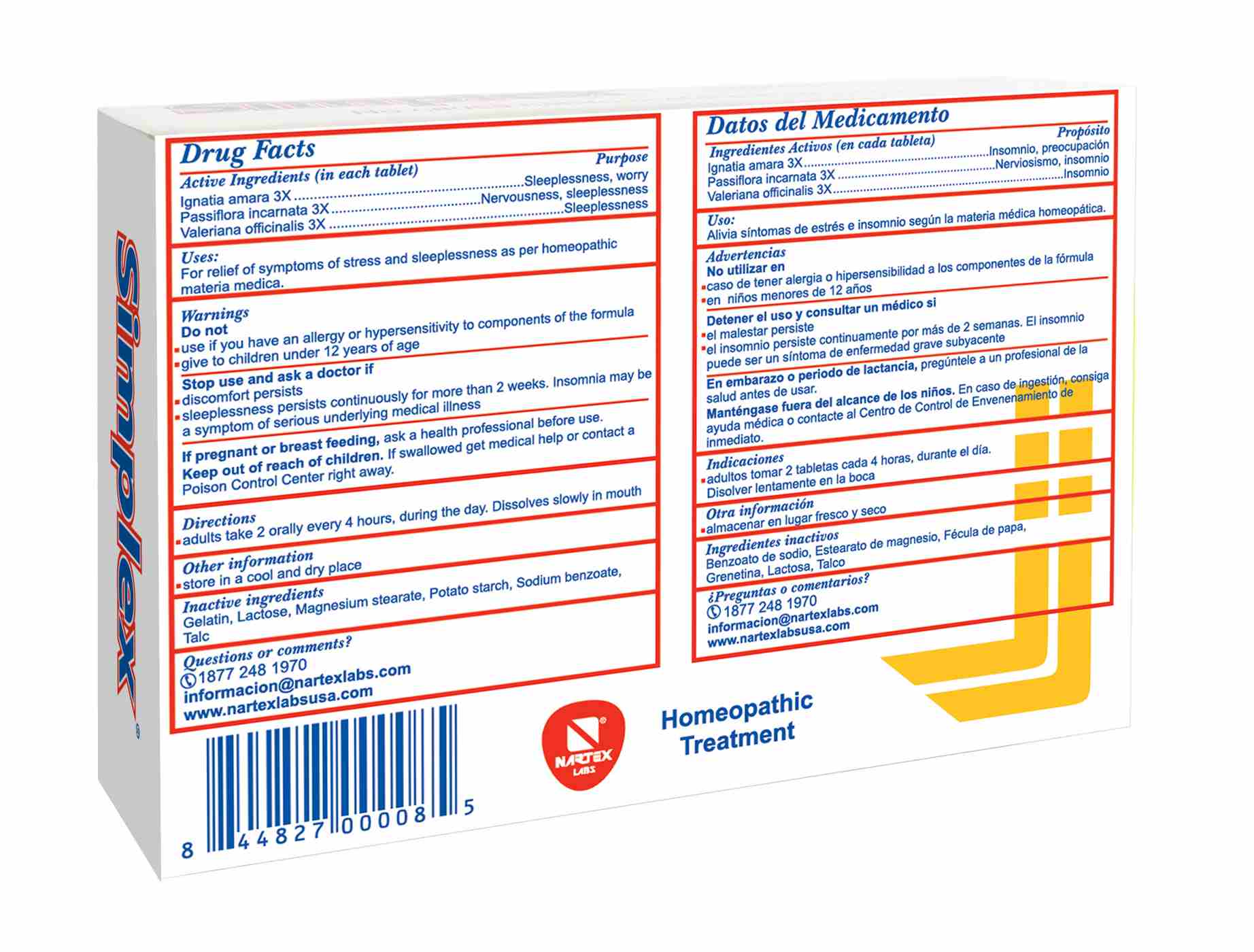 Simplex Homeopathic Stress & Sleeplessnes Relief Tablets; image 2 of 2