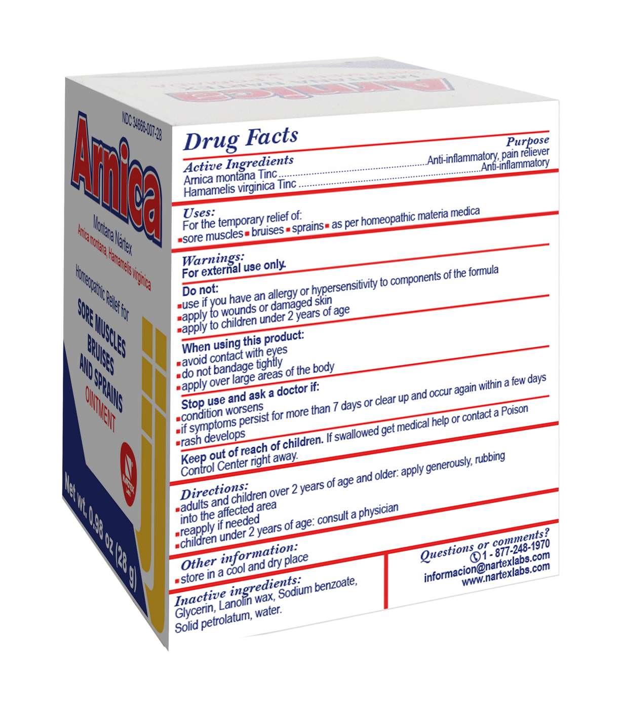 Arnica Homeopathic Relief For Sore Muscles, Bruises, And Sprains Ointment; image 2 of 2