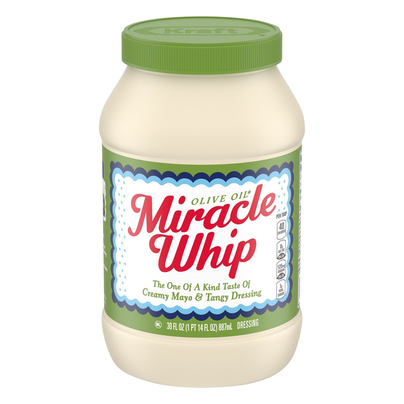 Miracle Whip Dressing with Olive Oil, 30 fl oz Jar