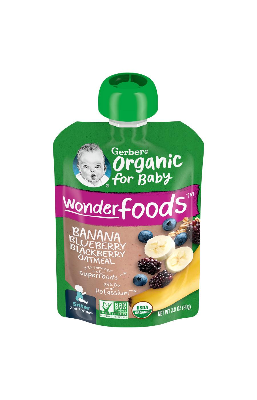 Gerber Organic for Baby Wonderfoods Pouch - Banana Blueberry Blackberry & Oatmeal; image 1 of 8