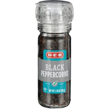 H-E-B Black Peppercorns Grinder, 1.76 oz