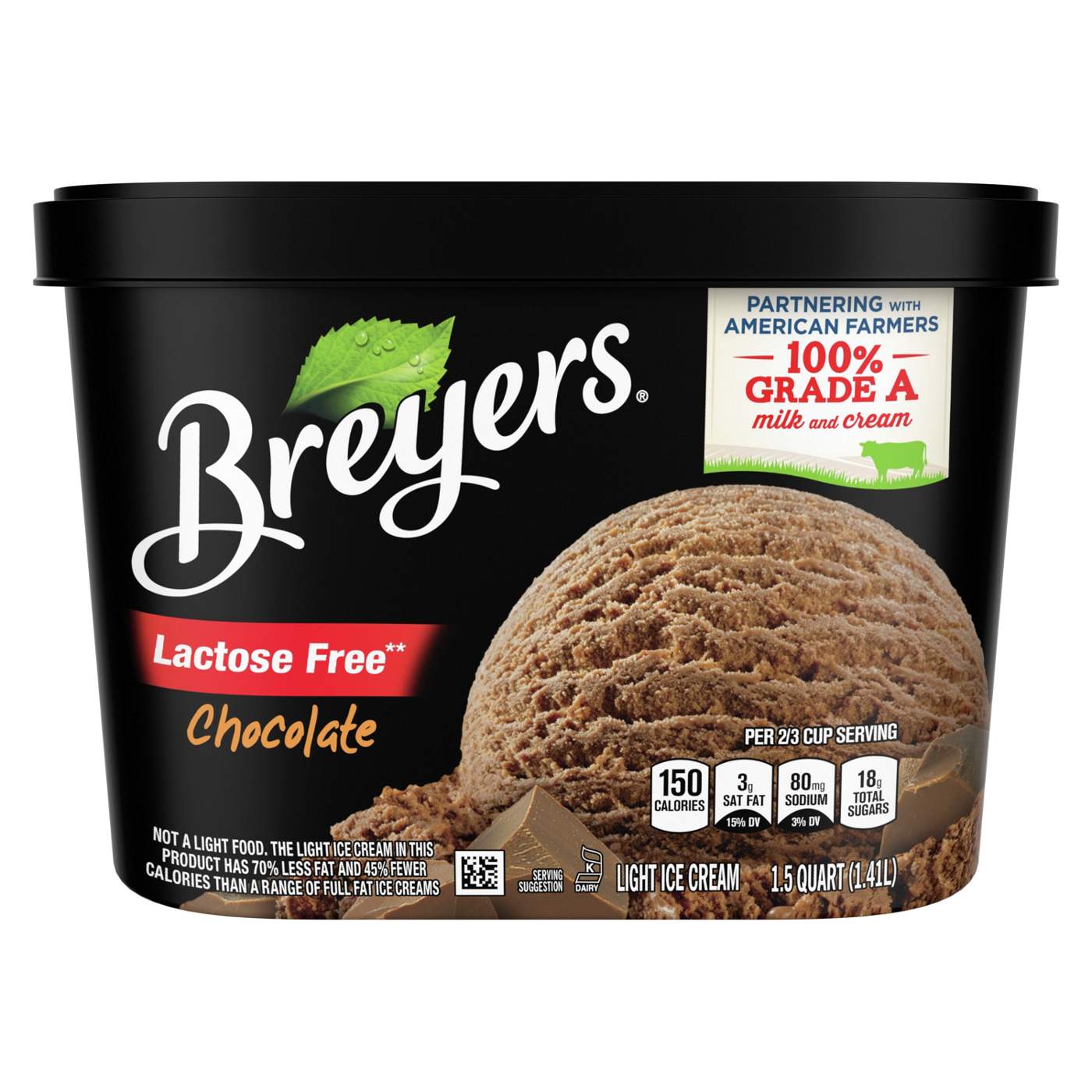 Breyers Lactose Free Chocolate Light Ice Cream; image 1 of 5