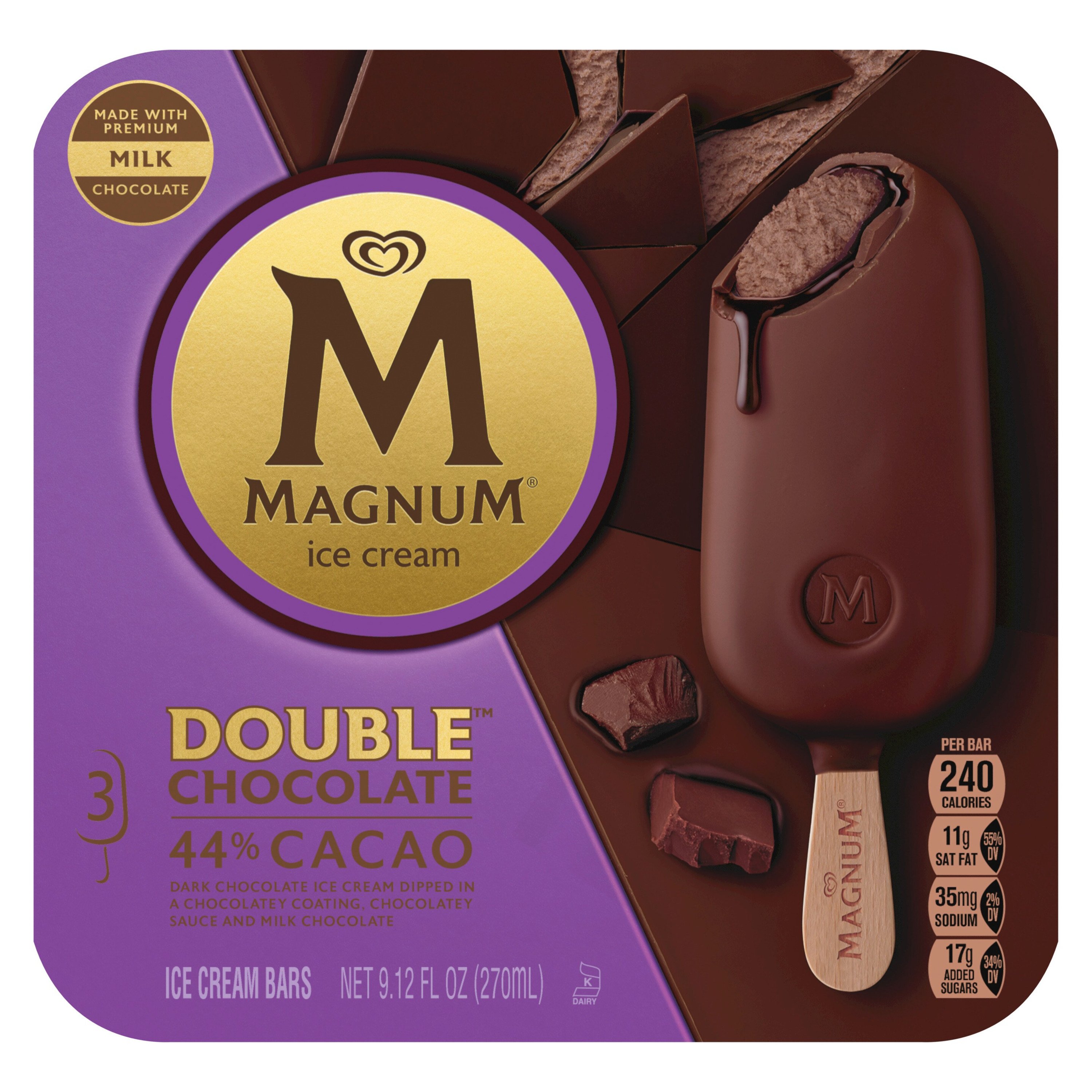 Magnum Double Chocolate Ice Cream Bars Shop Bars Pops At H E B