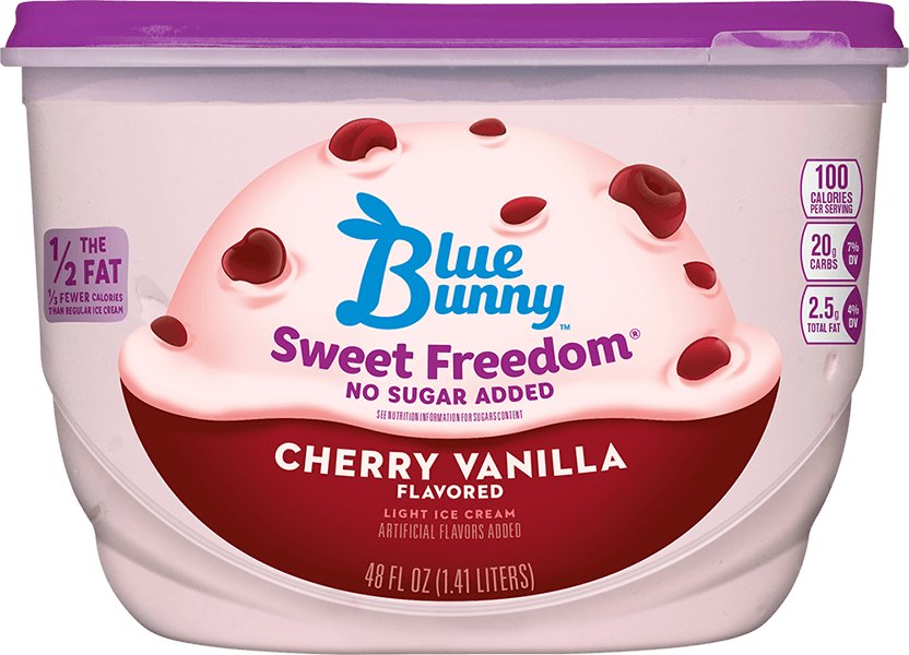 Blue Bunny Sweet Freedom, No Sugar Added, Cherry Vanilla Ice Cream