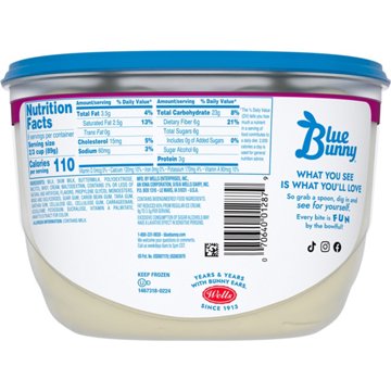 Blue Bunny Sweet Freedom No Added Sugar Vanilla Reduced Fat Ice Cream