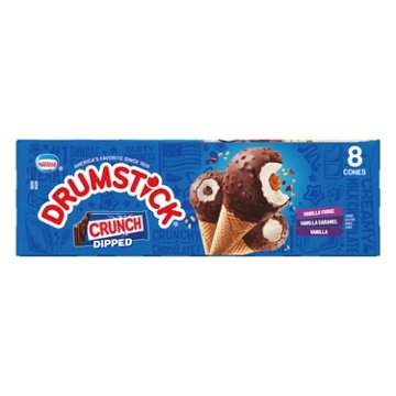 Nestle Drumstick Crunch Dipped Sundae Cones Variety Pack - Fudge, Caramel & Vanilla, 8 ct