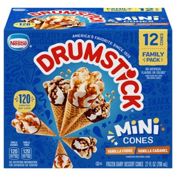 Nestle Drumstick Lil' Drums Vanilla Swirls Sundae Cones Variety Pack, 12 ct