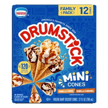 Nestle Drumstick Mini Sundae Cones Variety Pack - Vanilla Fudge & Caramel, 12 ct