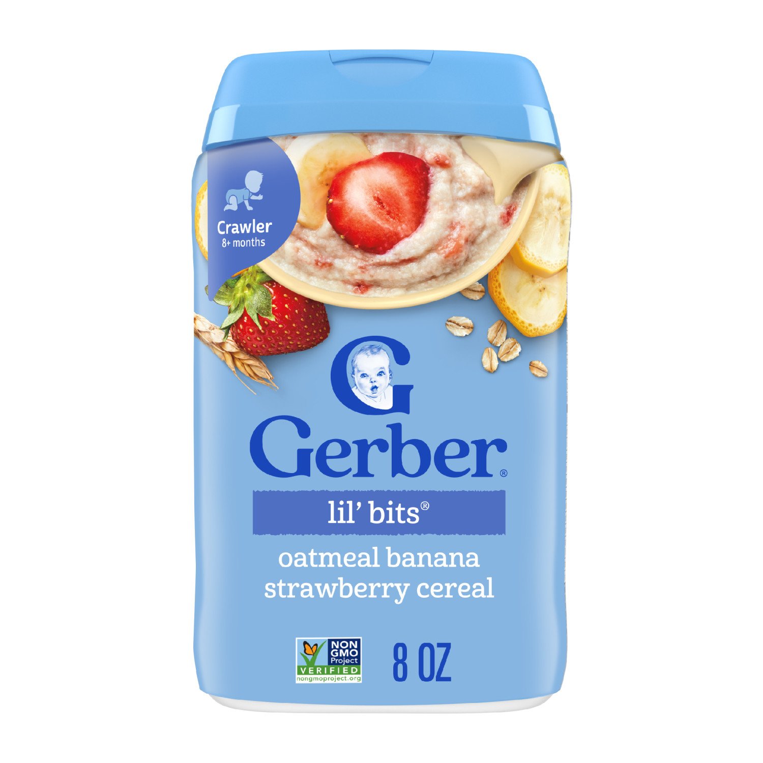 Gerber Cereal for Baby Grain & Grow Lil' Bits Oatmeal Banana & Strawberry Shop Baby food at