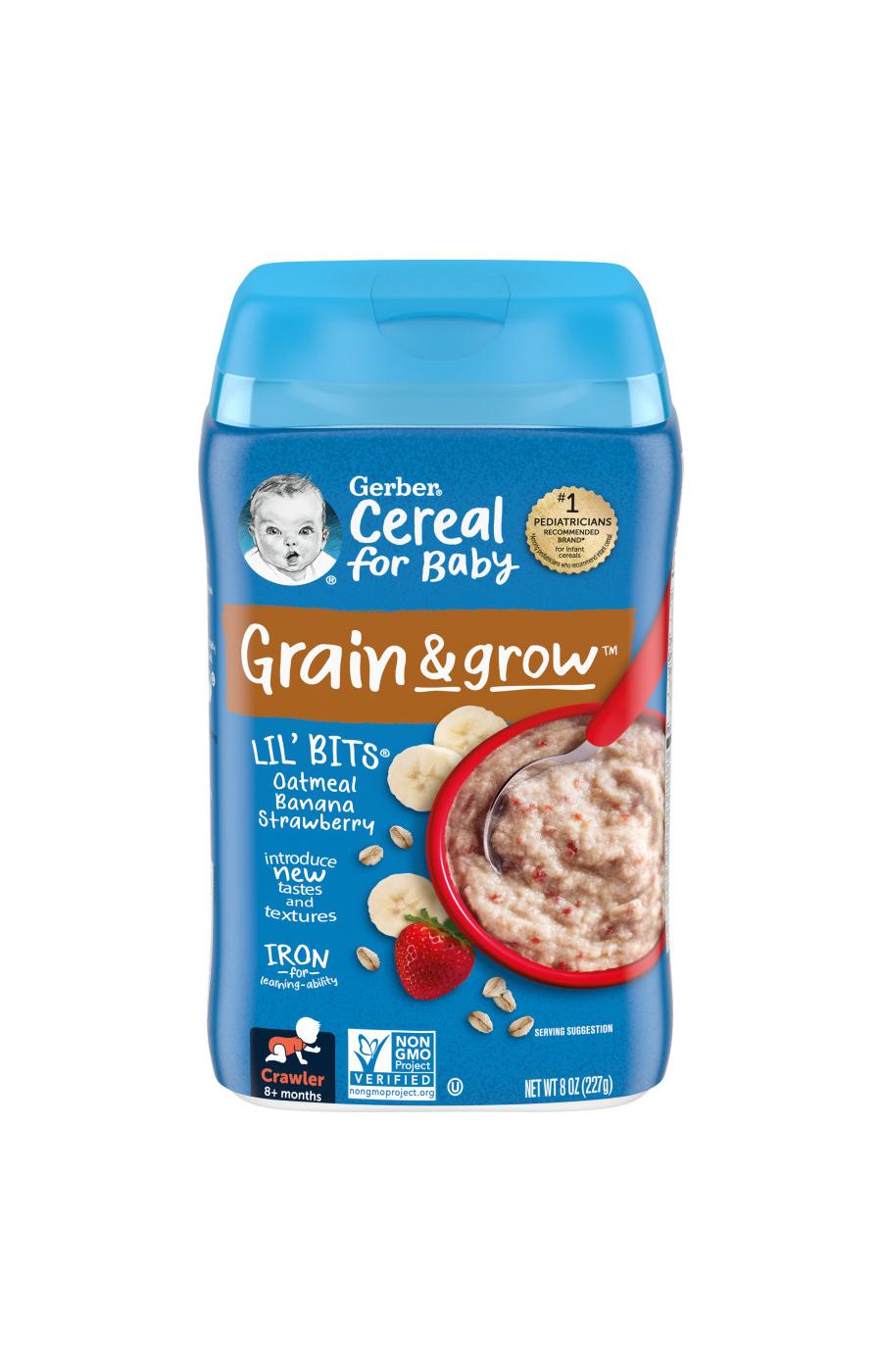 Gerber Cereal for Baby Grain & Grow Lil' Bits - Oatmeal Banana & Strawberry; image 1 of 8