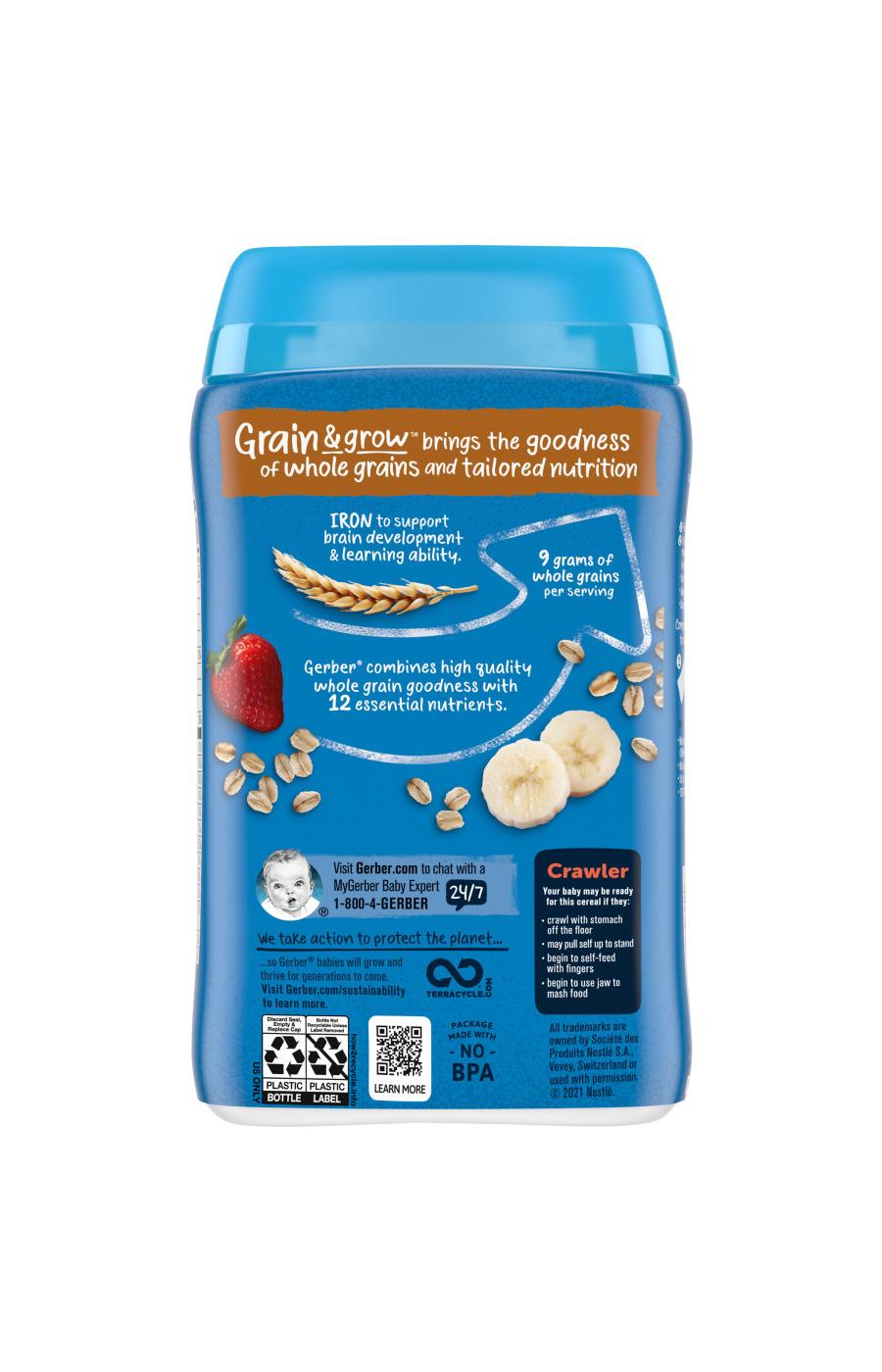 Gerber Cereal for Baby Grain & Grow Lil' Bits - Oatmeal Banana & Strawberry; image 8 of 8