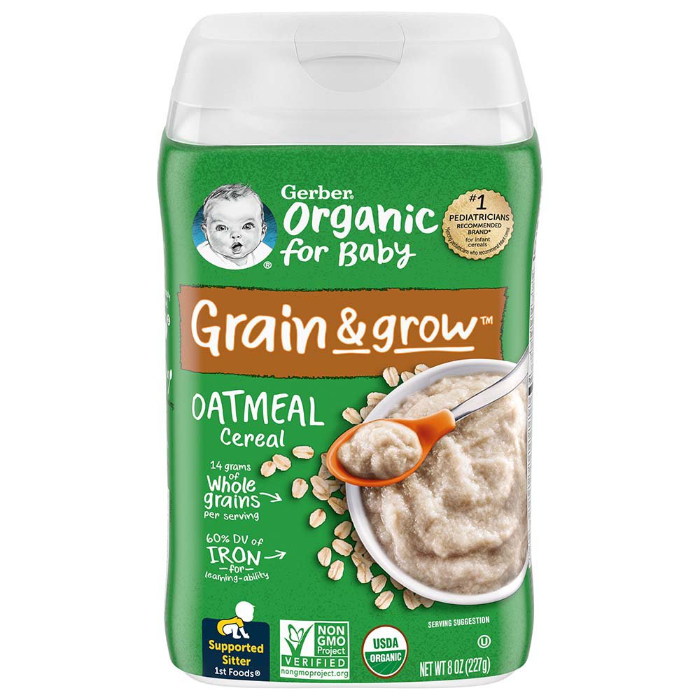 Gerber Organic For Baby Grain And Grow Oatmeal Cereal Shop Baby Food