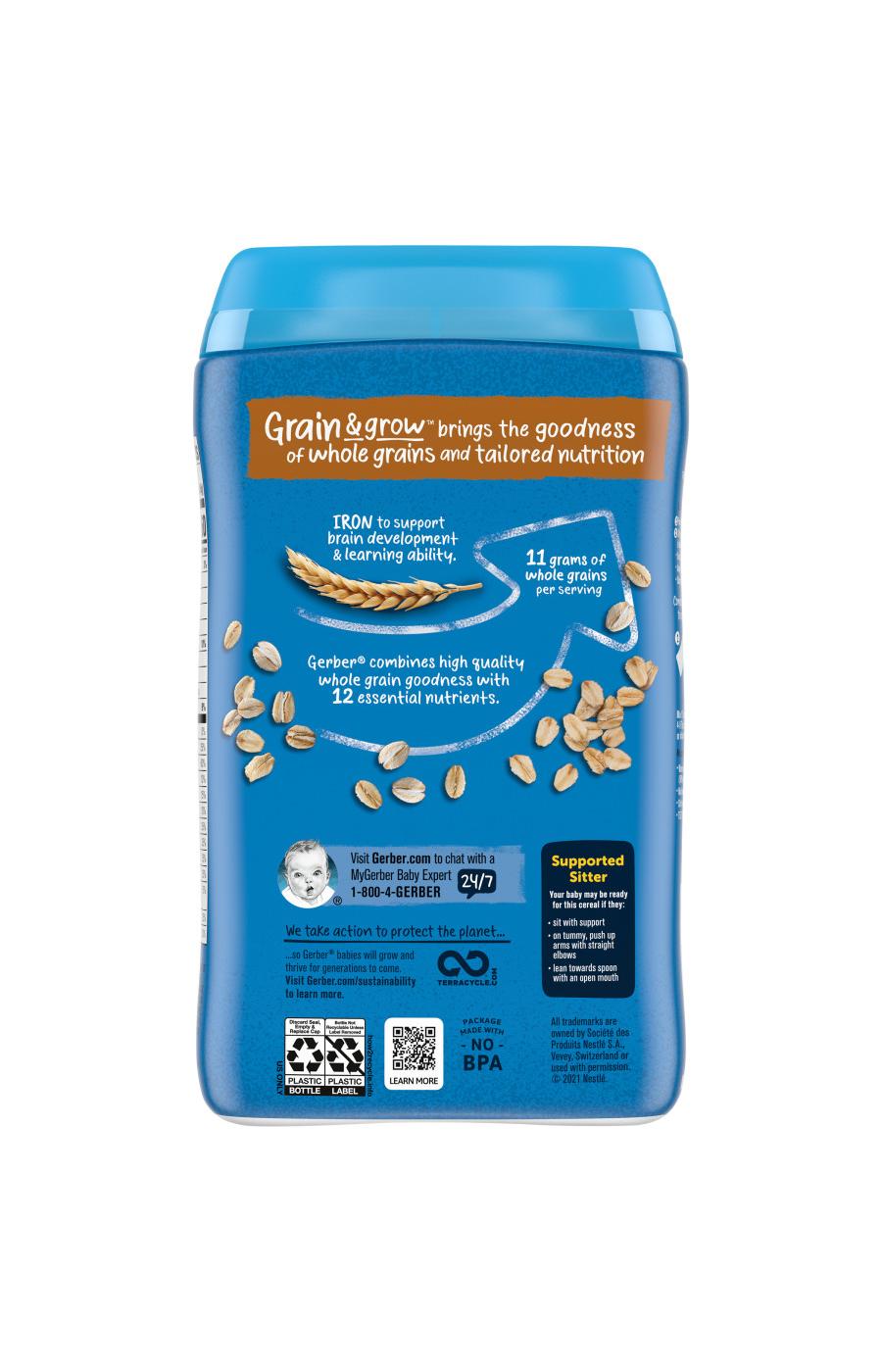 Gerber Cereal for Baby Grain & Grow - Oatmeal; image 7 of 8