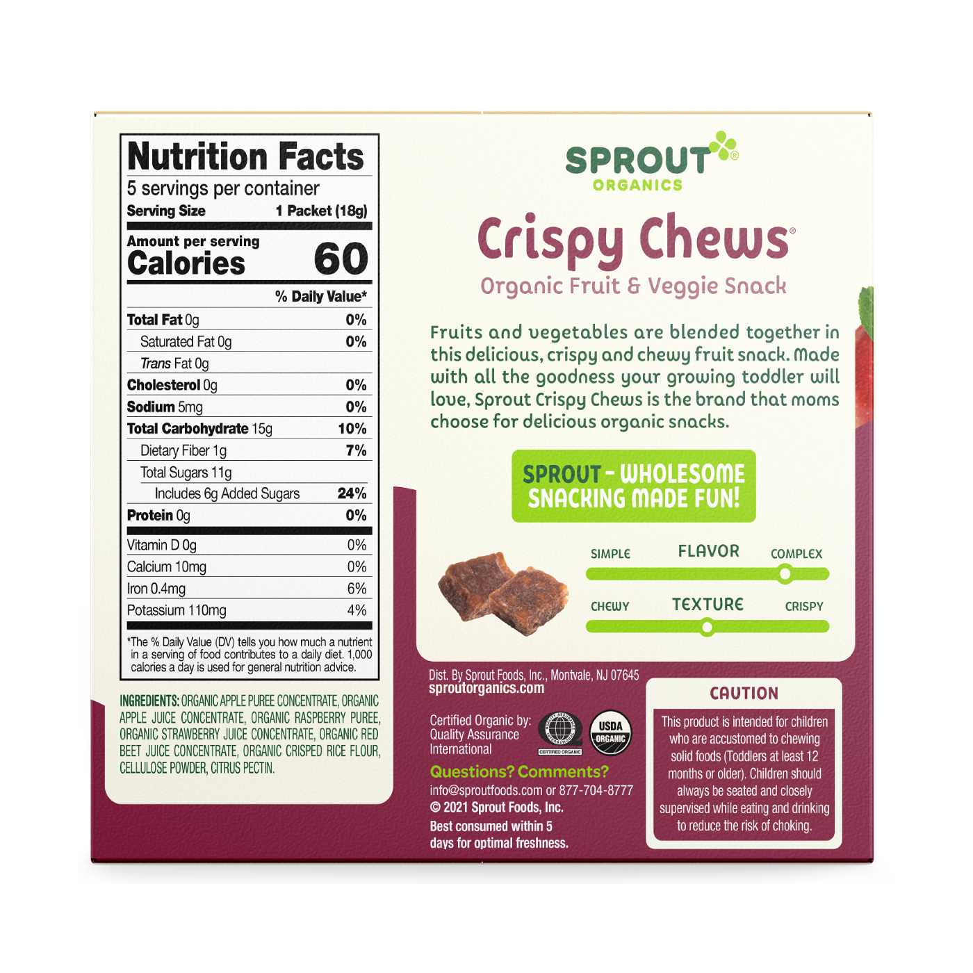 Sprout Organics Crispy Chews - Apple Berry & Beet; image 2 of 2