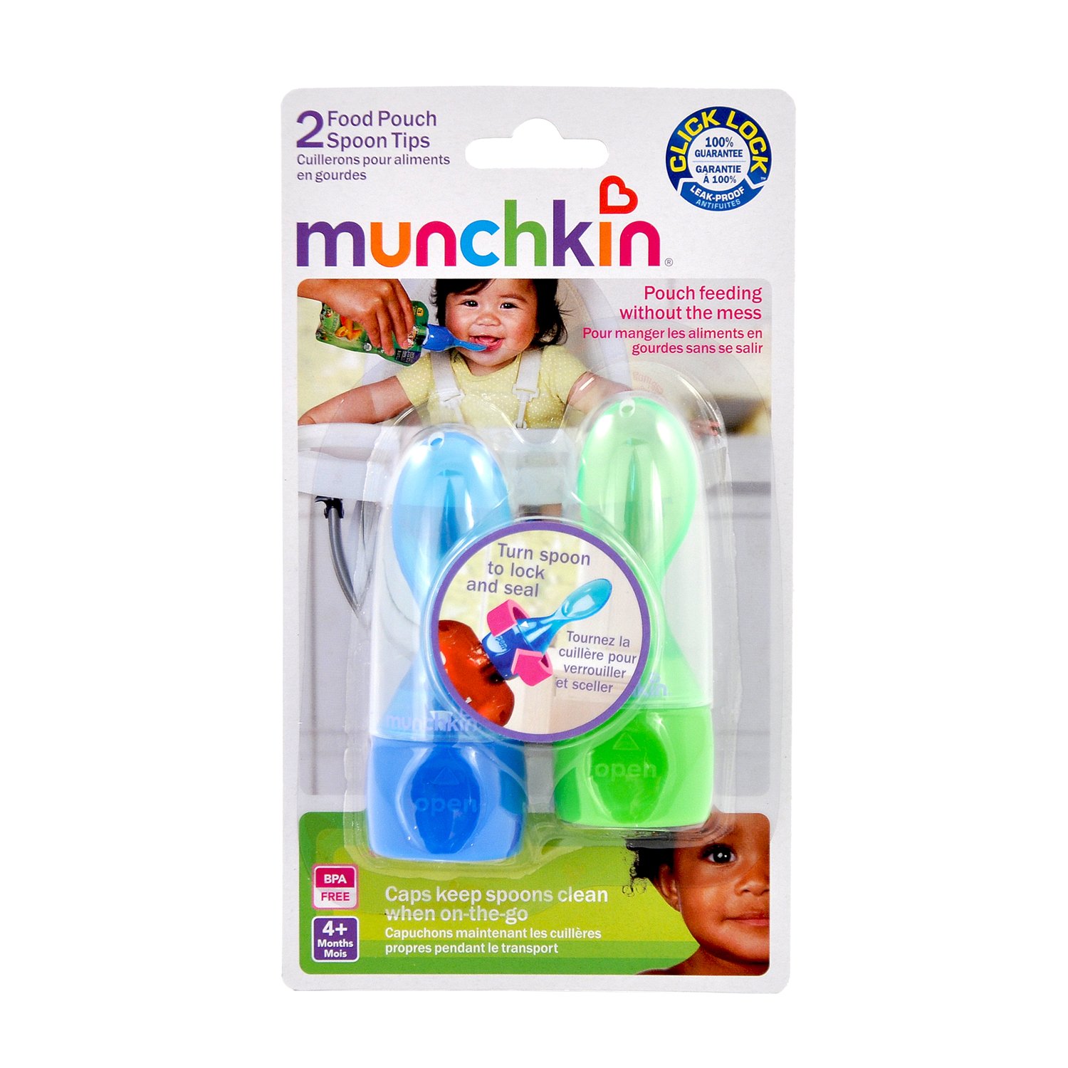 Munchkin 4+ Months Food Pouch Spoon Tips, Assorted Colors - Shop