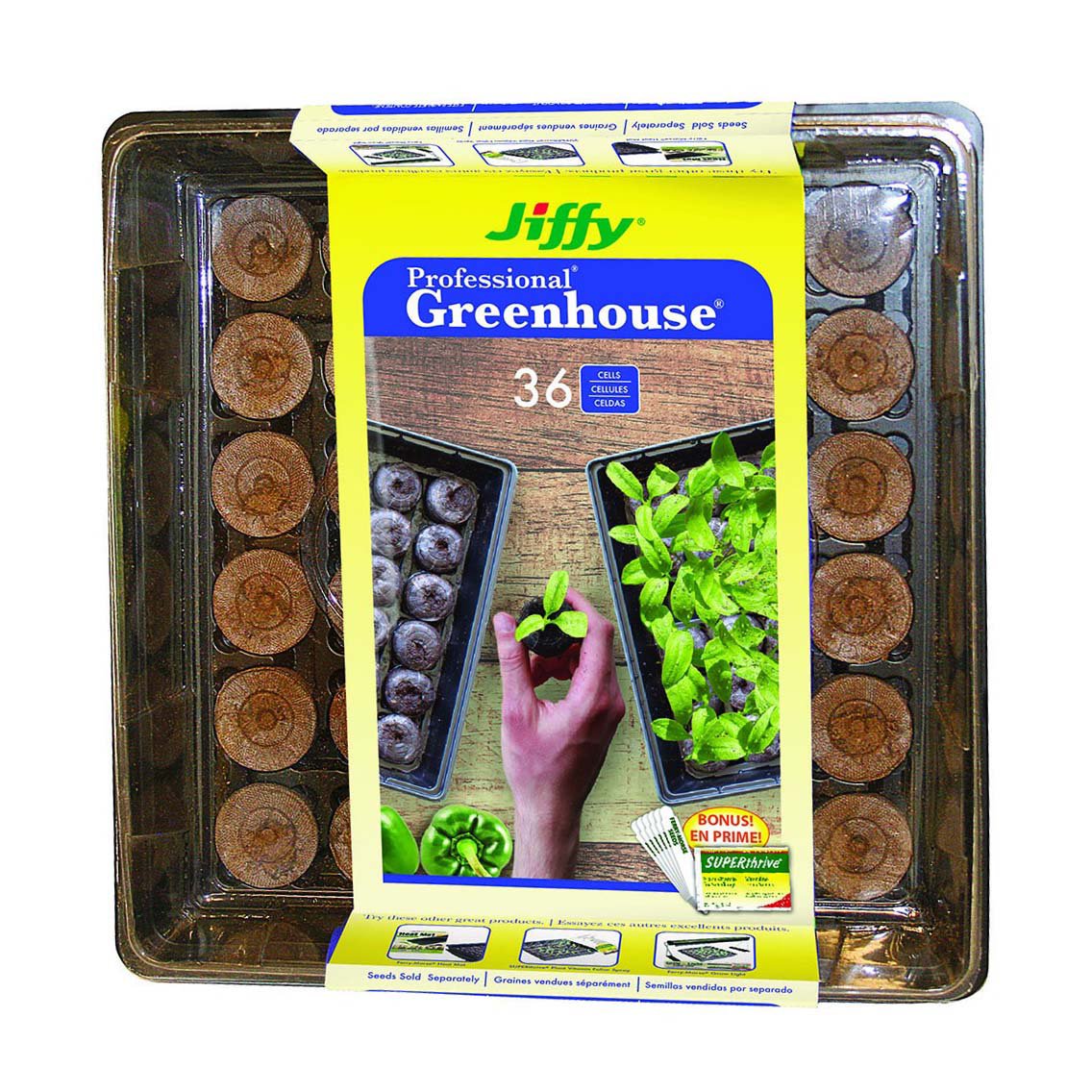 Jiffy Greenhouse 36 Cells with Superthrive Labels Shop Pots