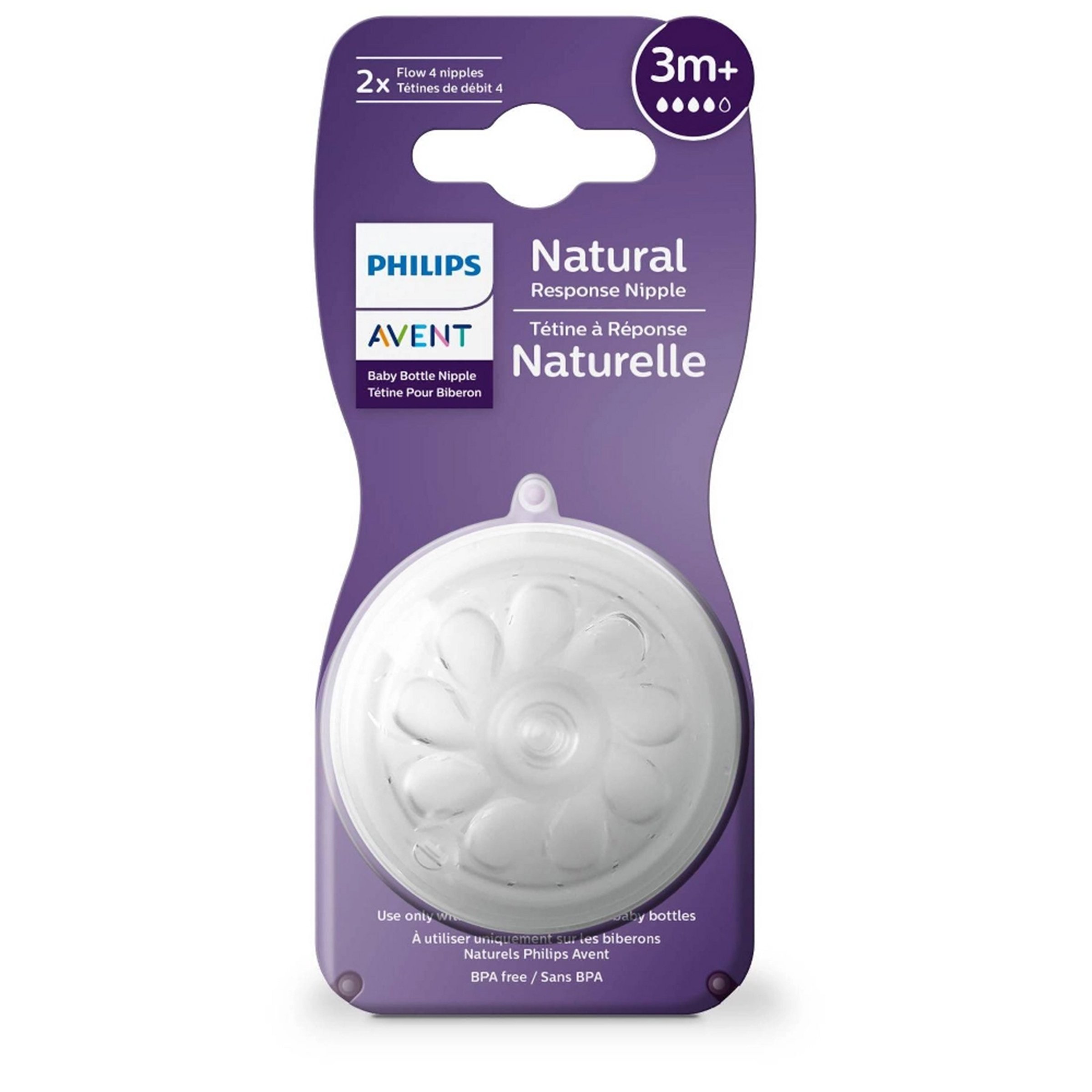 Philips Avent Natural Response Silicone Nipple Flow 3 1M+ 2 Ct 