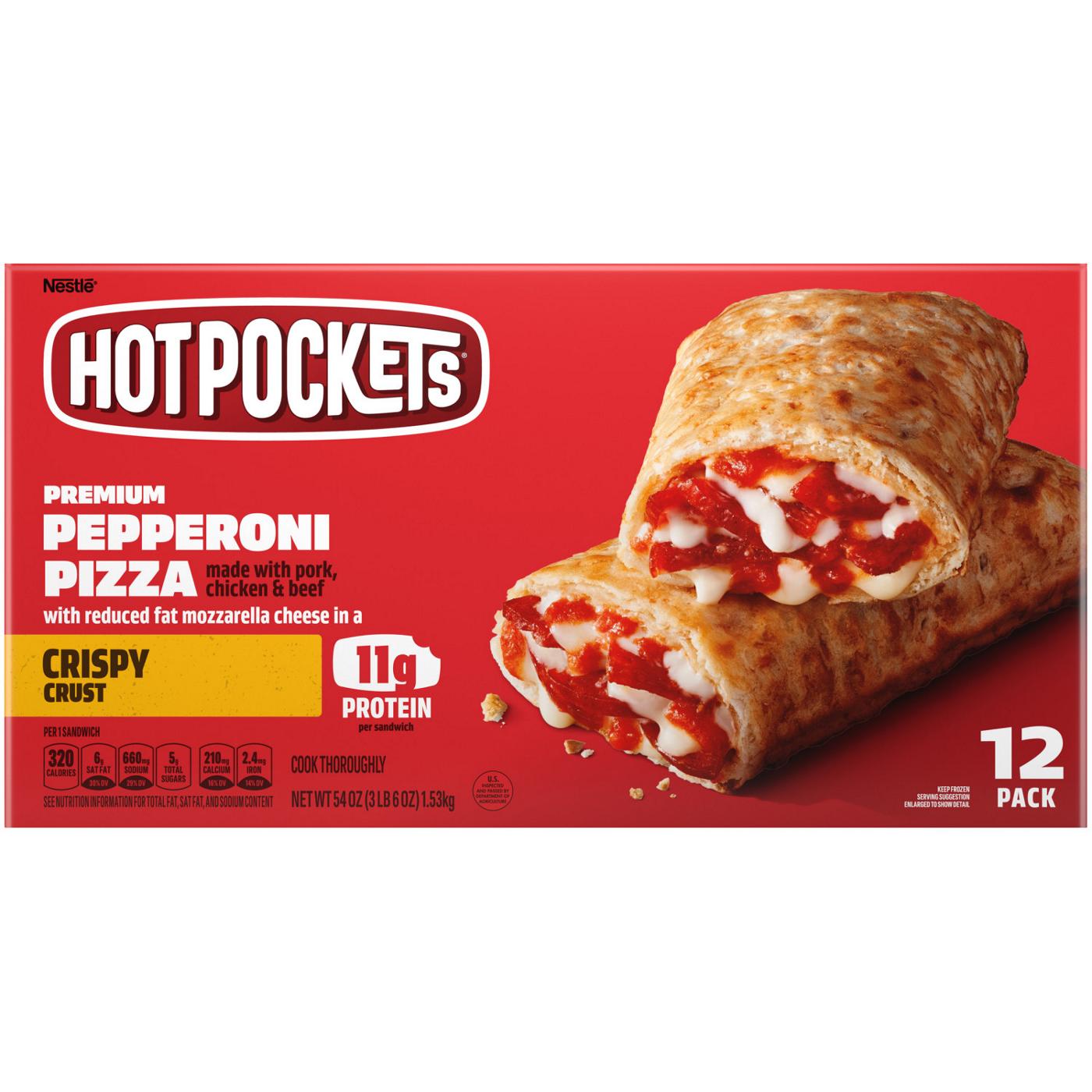 Hot Pockets Pepperoni Pizza Frozen Sandwiches - Crispy Crust; image 1 of 7