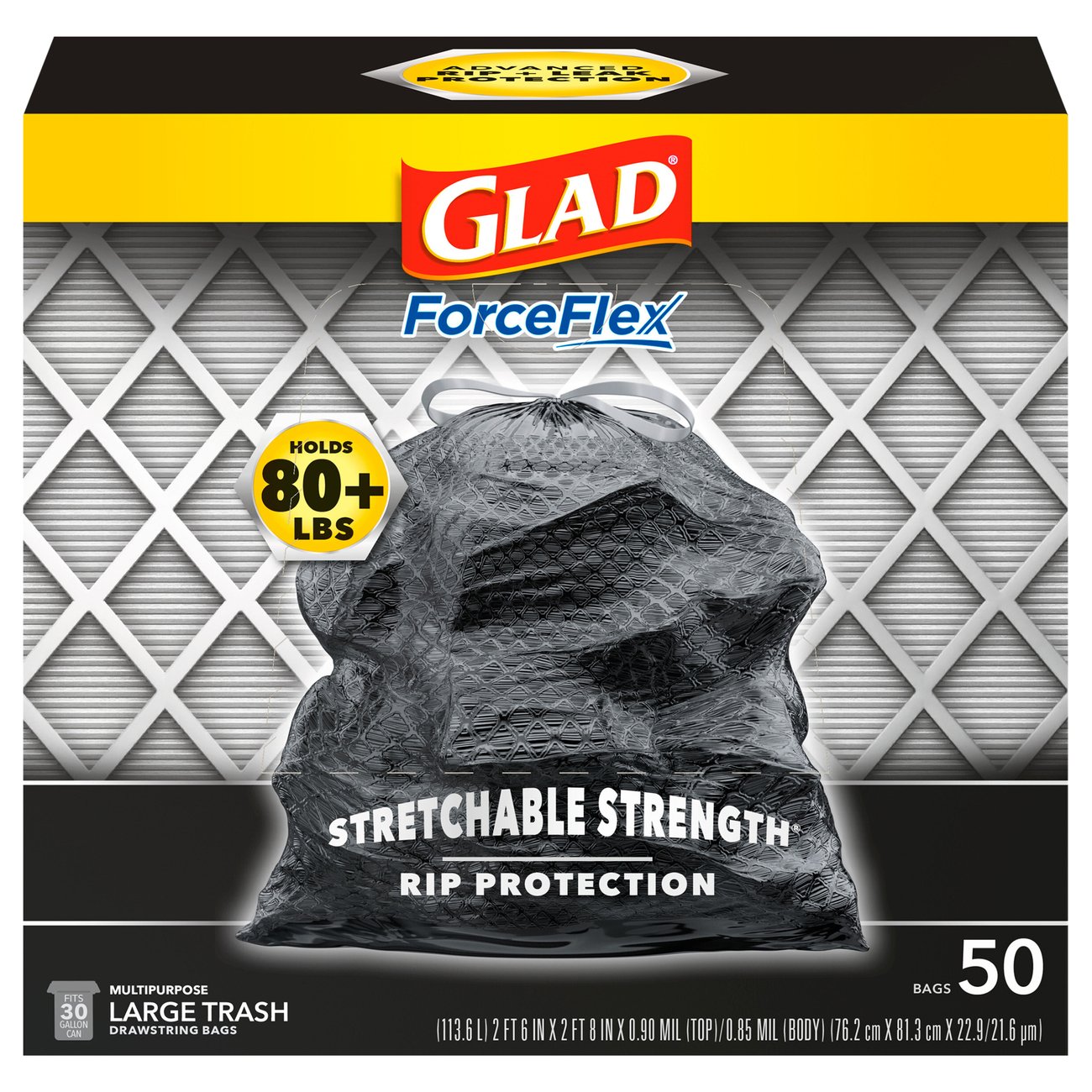 Glad ForceFlex Plus Drawstring 30 Gallon Trash Bags Shop Trash Bags