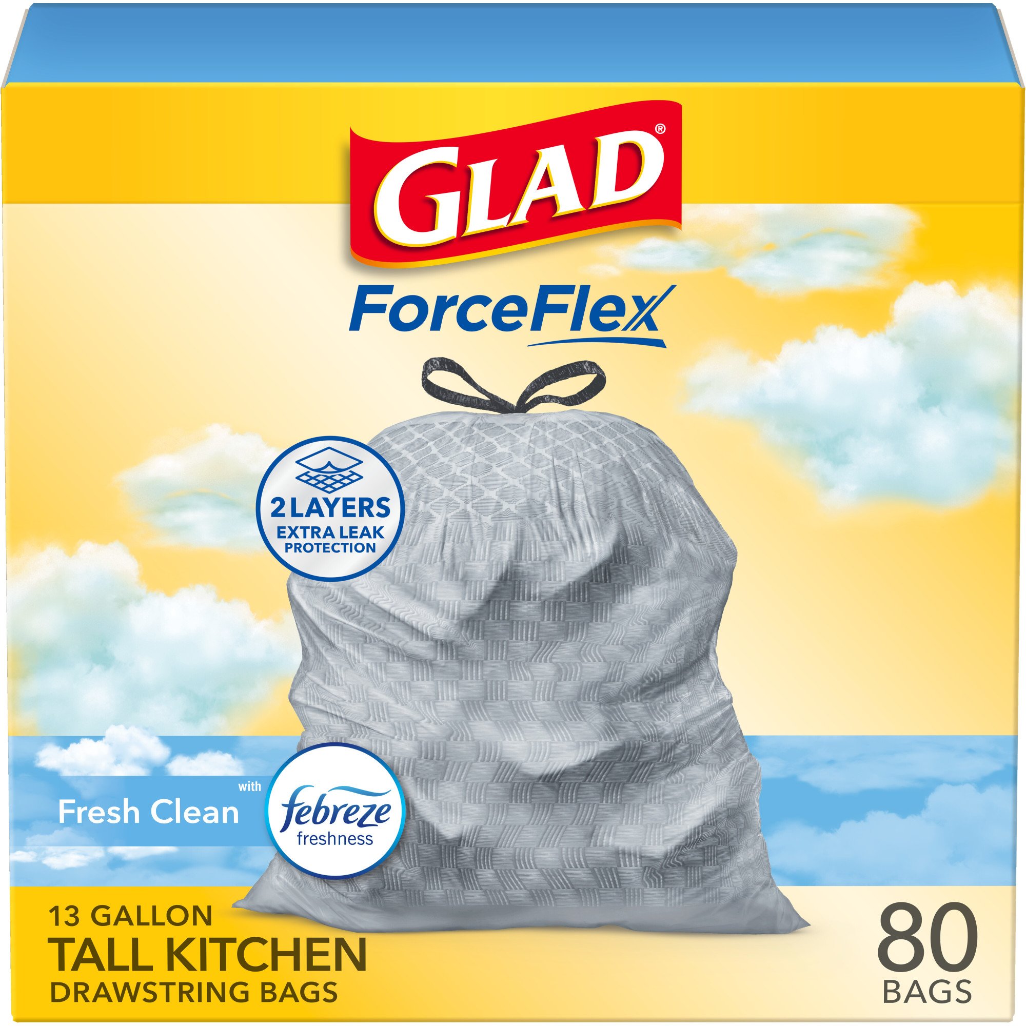 Glad ForceFlex Tall Kitchen Drawstring Trash Bags