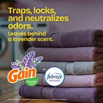 Glad ForceFlex Tall Kitchen Drawstring Trash Bags, 13 Gallon - Gain Lavender Scent with Febreze Freshness, 80 ct