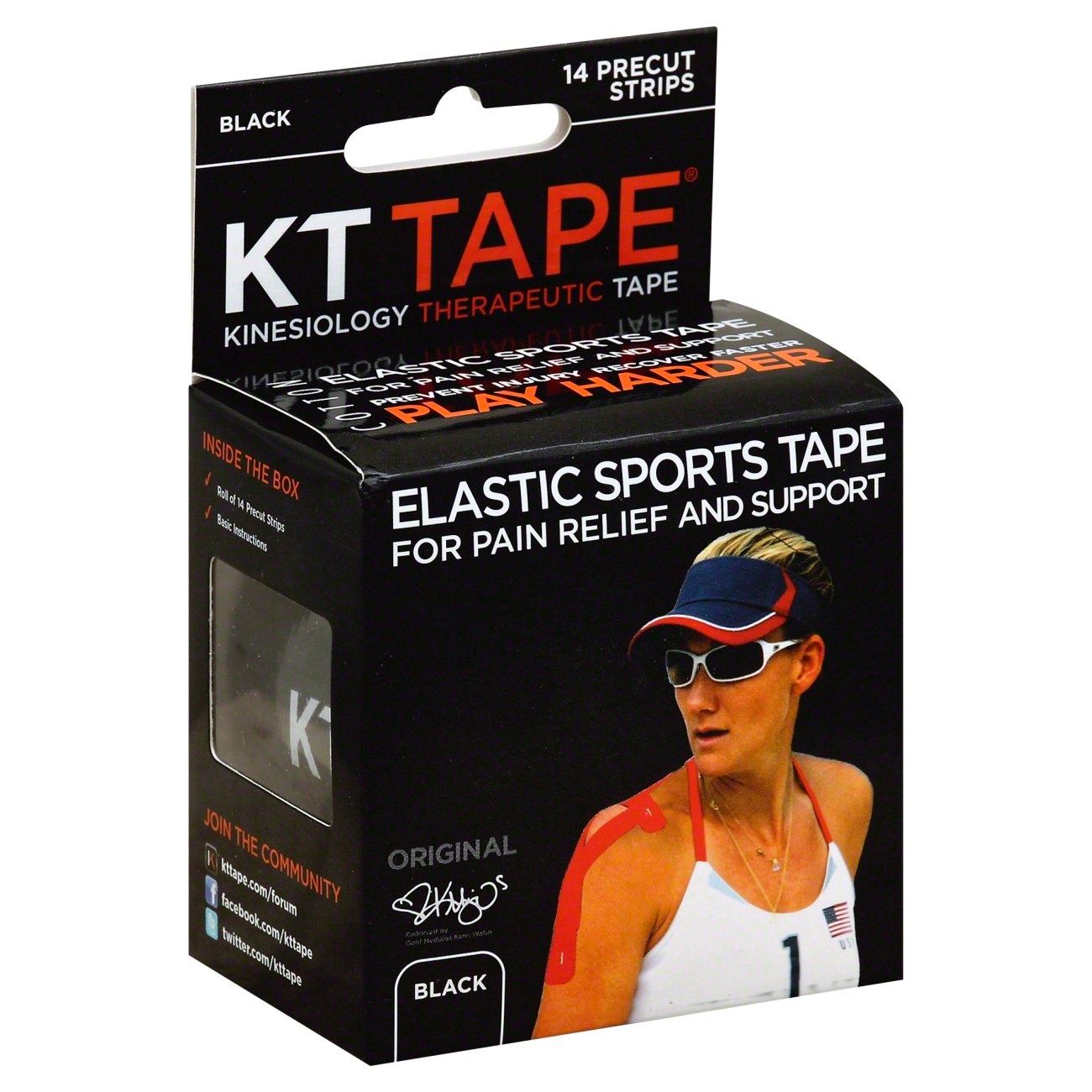 KT Tape Elastic Original Precut Black Strips Sports Tape Shop Sleeves