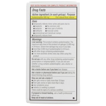 H-E-B Acetaminophen Fever & Pain Relief Gelcaps – 500 mg, 100-ct