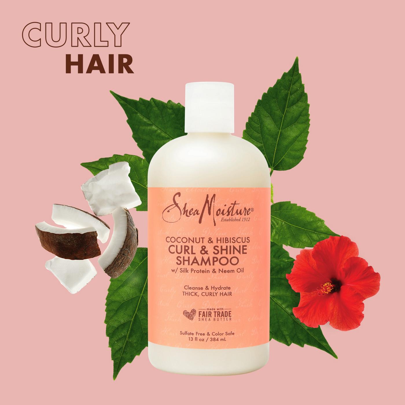 SheaMoisture Curl and Shine Coconut Shampoo Coconut and Hibiscus; image 9 of 10