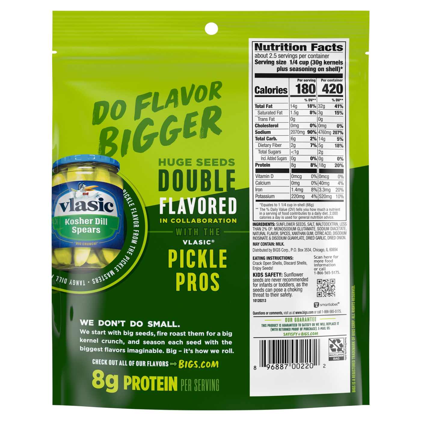 Bigs Vlasic Dill Pickle Flavor Sunflower Seeds; image 7 of 7