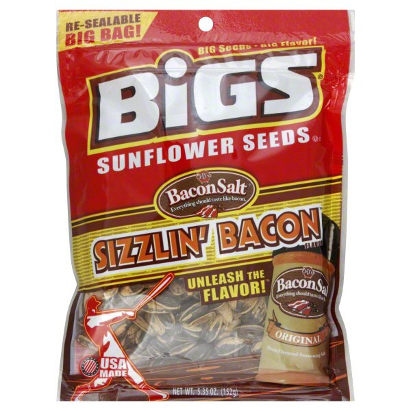 Bigs Sizzlin' Bacon Flavor Sunflower Seeds ReSealable Big Bag! Shop