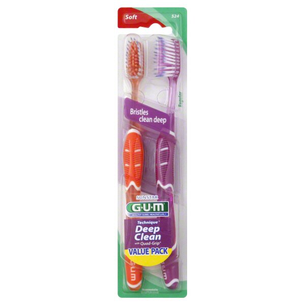 GUM Technique Deep Clean Soft Toothbrushes Value Pack Colors May Vary Shop Toothbrushes at HEB