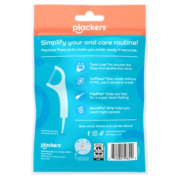Plackers Twin Line Mint FlossersTwin Line Floss Picks with Tuffloss Fiber & FlipPick - Intense Mint, 75 ct