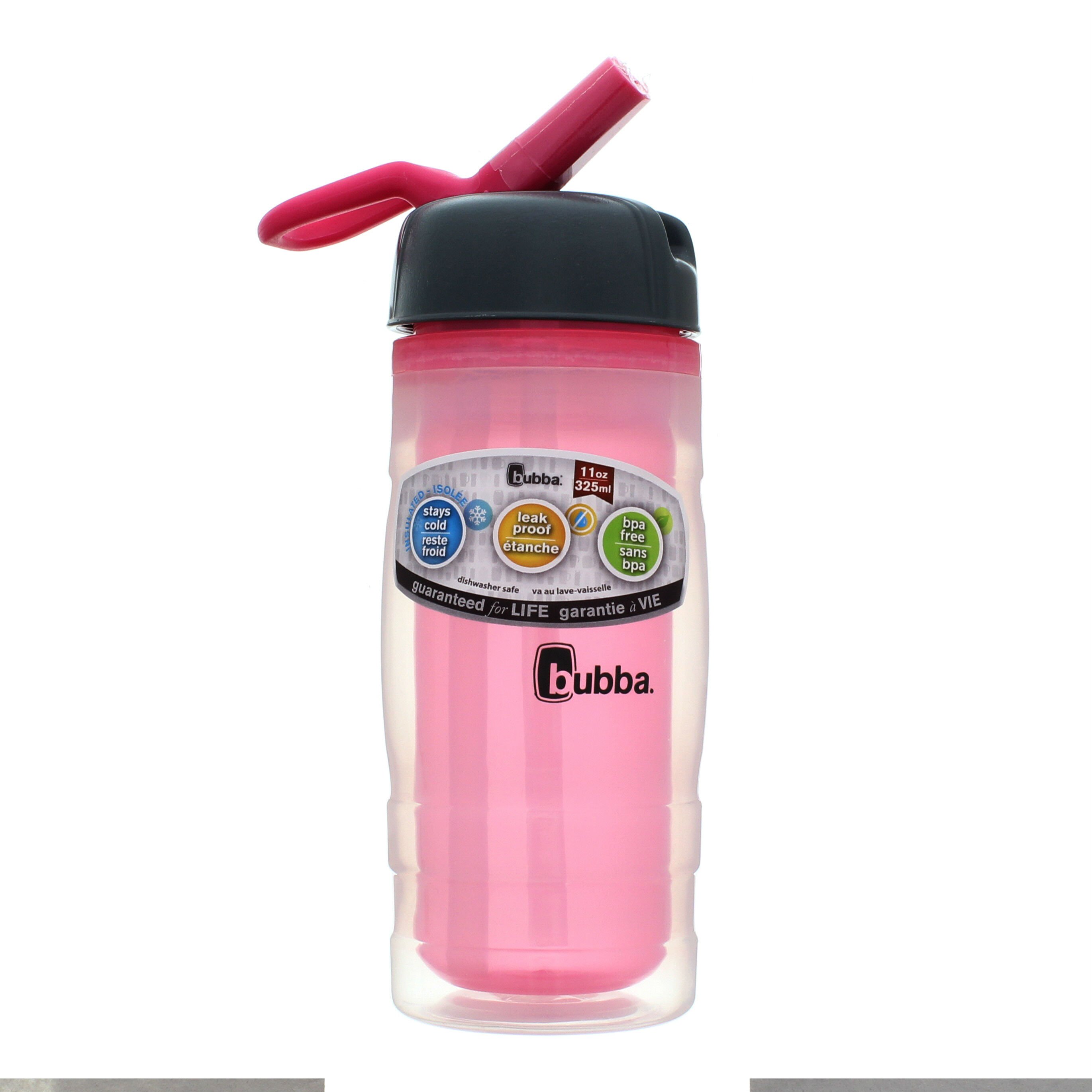bubba Raptor Dual-Wall Insulated Kids Water Bottle with Flip-Up Straw, 11  oz., Azure with Neon Pear Lid 