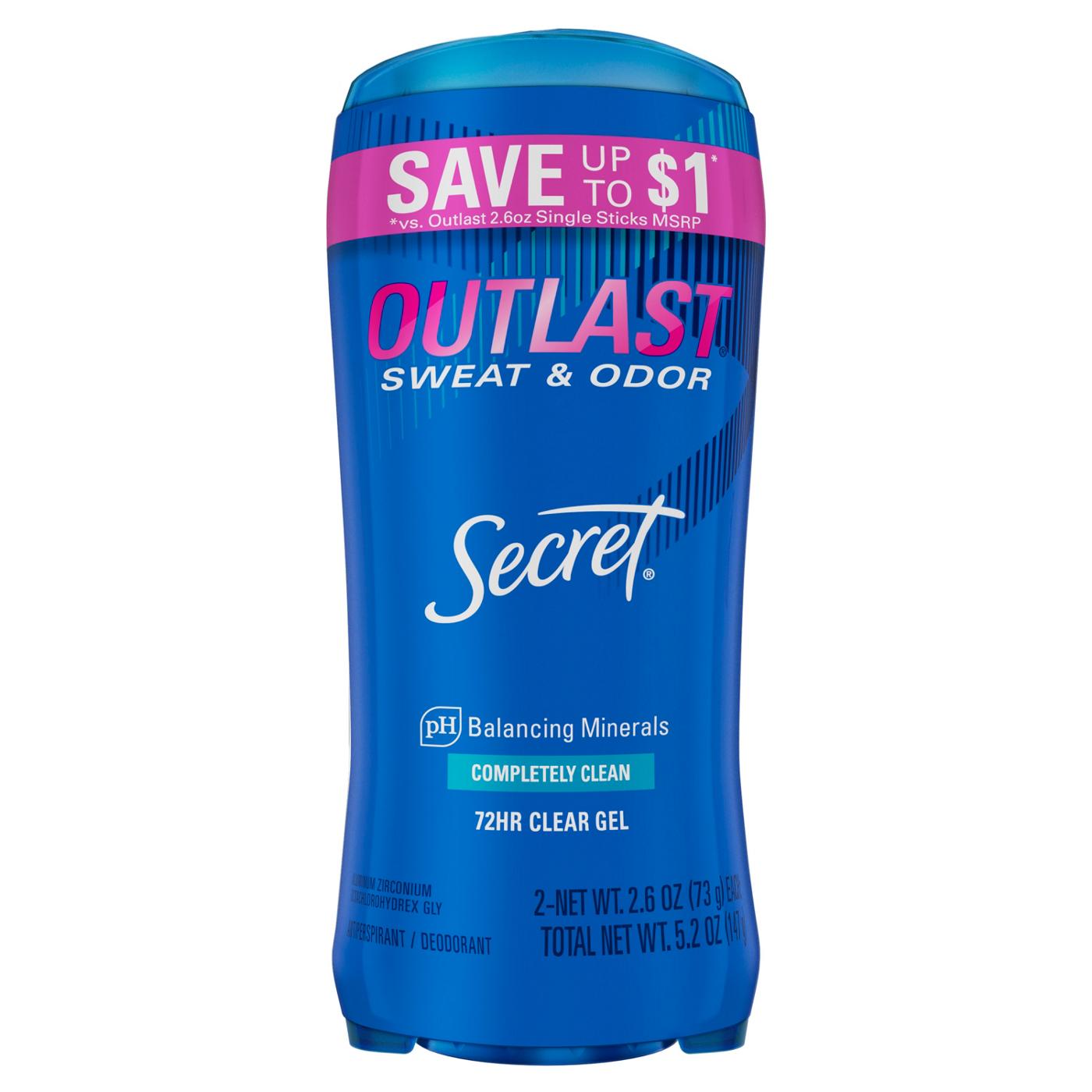 Secret Outlast 72 Hr Gel Antiperspirant Deodorant - Clean; image 2 of 10