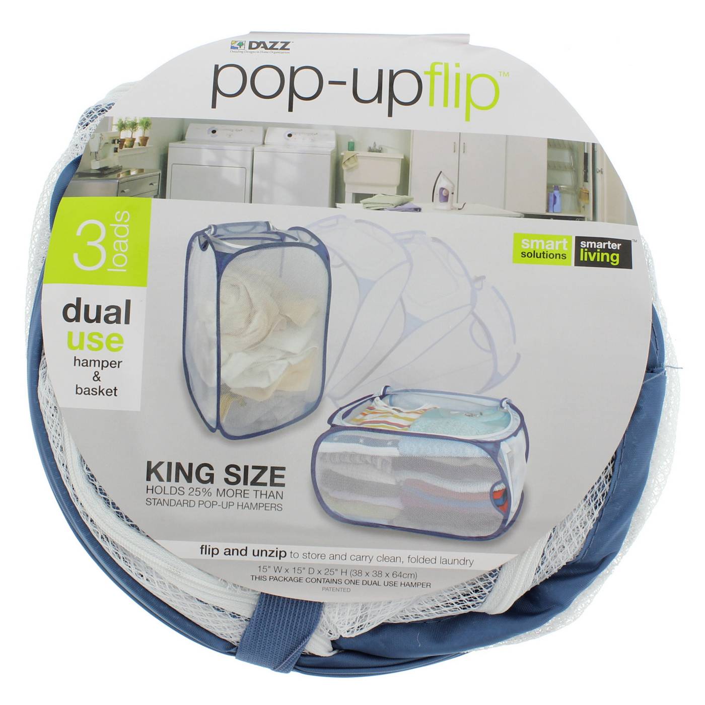 Dazz King Size Pop-Up Flip Hamper, Colors May Vary; image 1 of 3