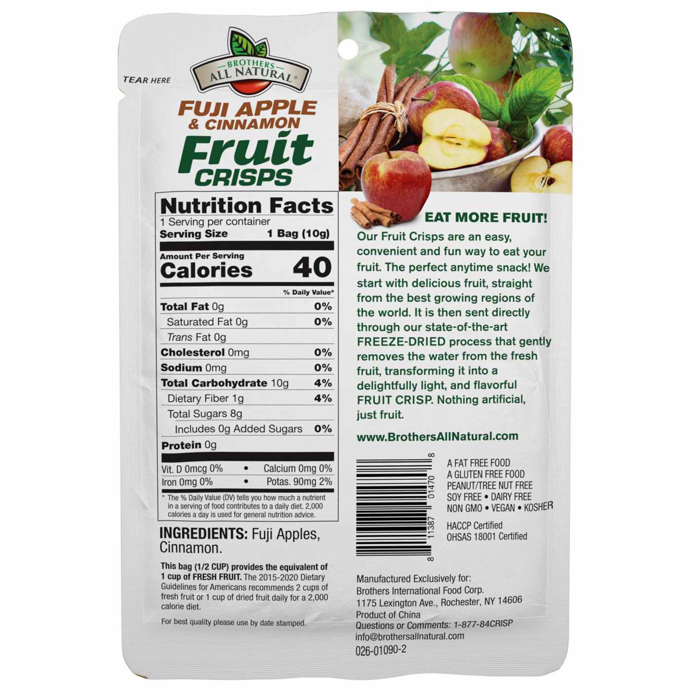 Brothers All Natural Fuji Apple Cinnamon Freeze-Dried Fruit Crisps; image 3 of 3